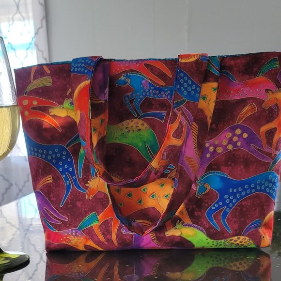 Small handmade Cotton Purse in Laurel Burch Horse Fabric - Picture 1 of 3